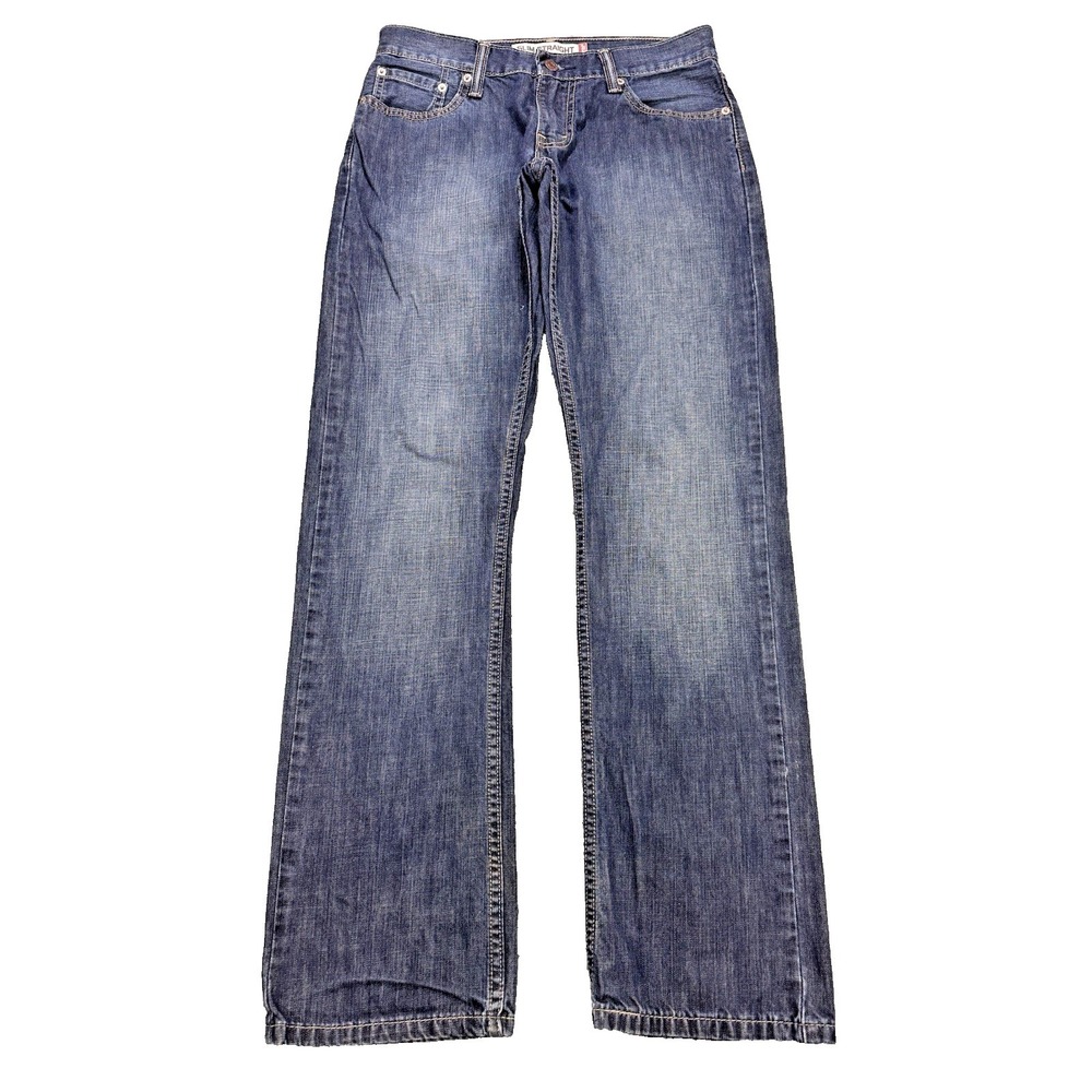 Levis 514 Jeans Men 30x32 Blue Slim Straight‎ Distressed Whisker Denim